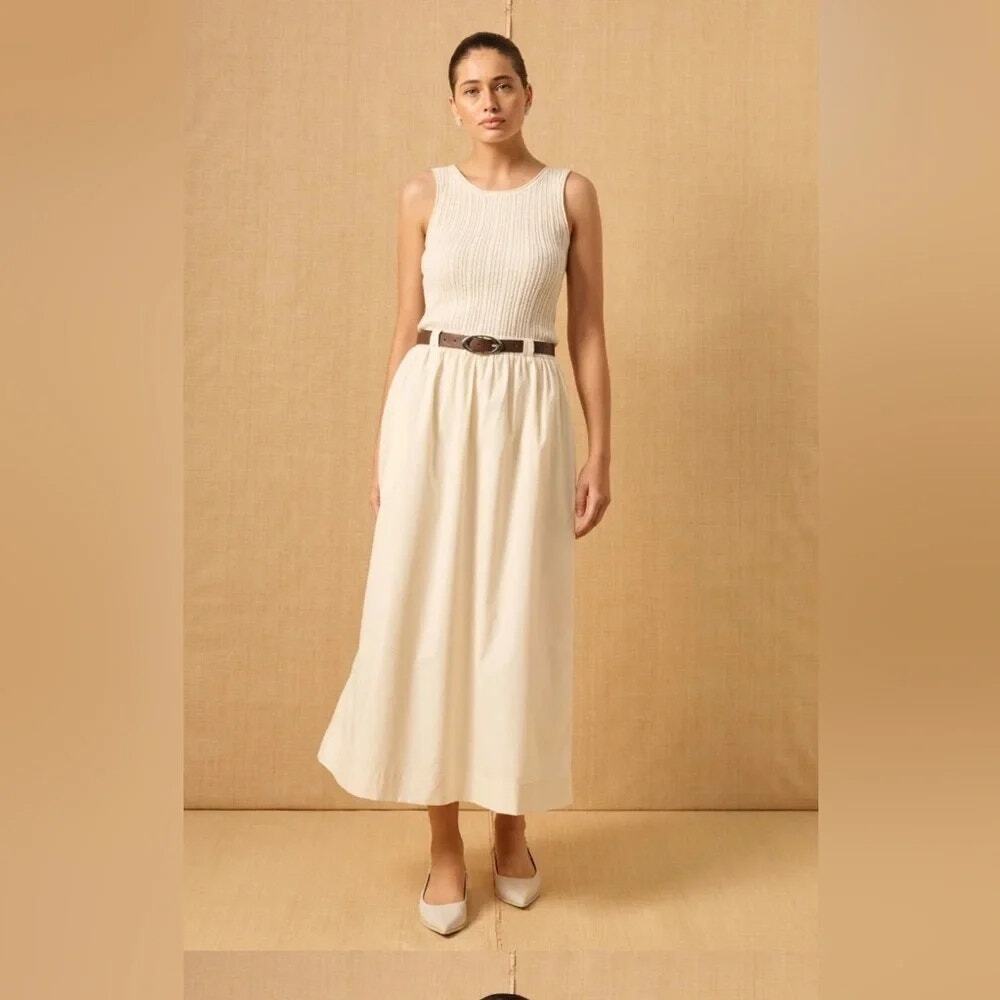 Mon Renn Anthropologie Elemental Knit Combo Old Money Elegant Dress NWT XS